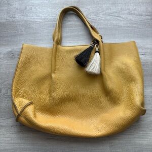 Oliveve Italian Leather Tote Bag Purse with Tassels